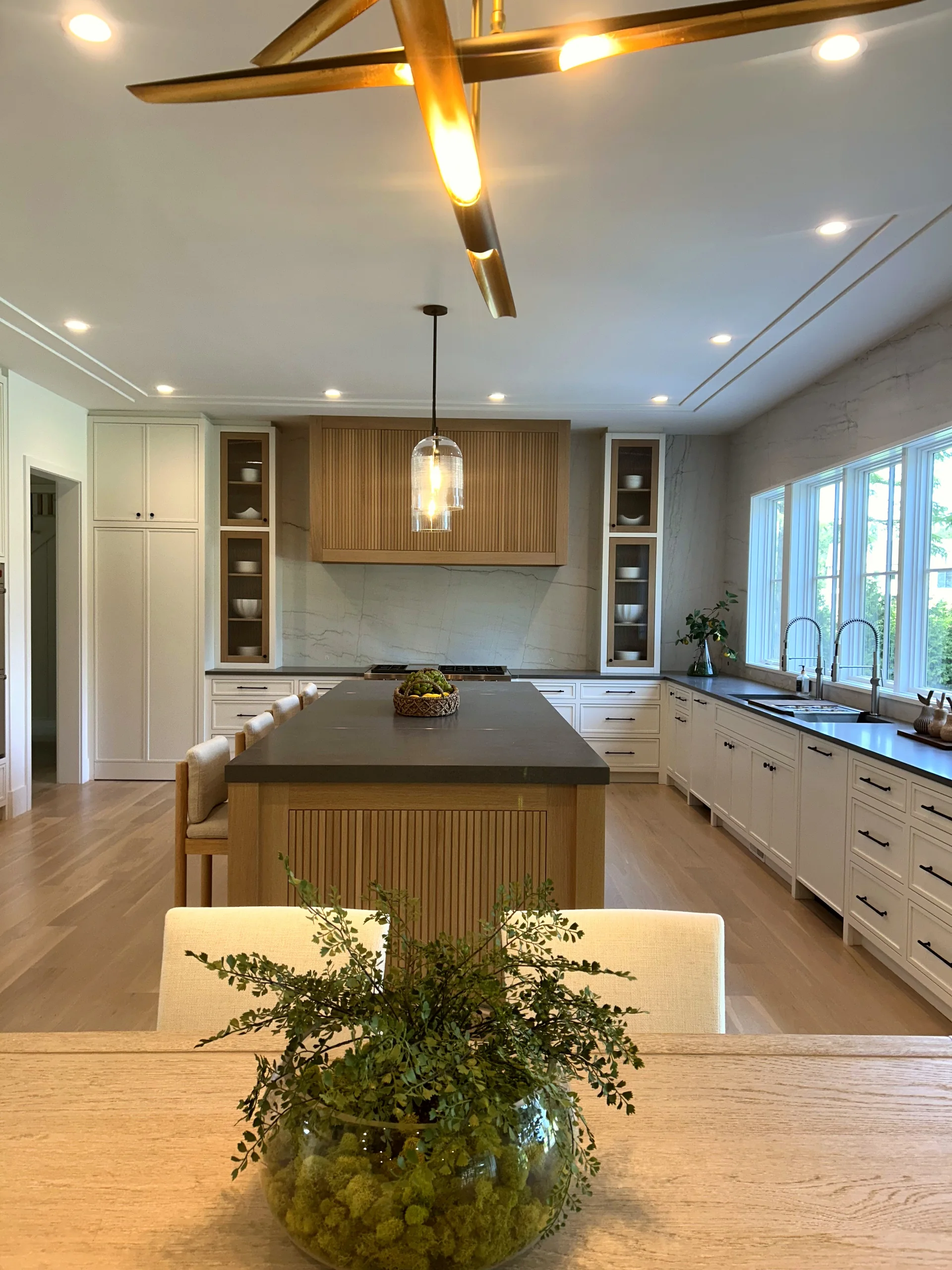 Open kitchen and great room at 5 Baldwin Place in Westport, Connecticut